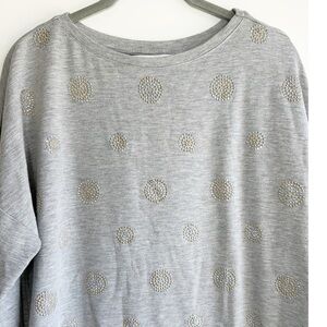 CJ Banks Rhinestone Sweatshirt Gray With Gold and Silver Rhinestones Size X -14W